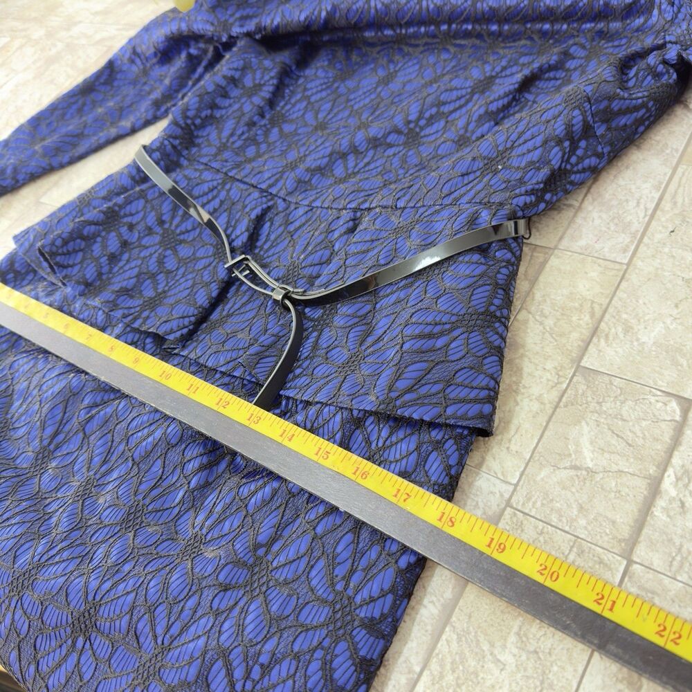 NEW ANTONIO MELANI Blue And Black Lace Peplum Midi Dress - Picture 16 of 17